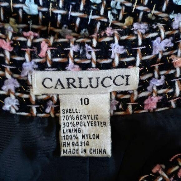 90's Carlucci Embroidery Plaid Pastel Rainbow Tweed Frayed Hem Wrap Skirt Sz 10 - Picture 3 of 11